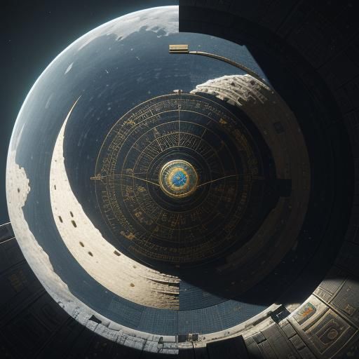 Futuristic Moon Quilt with Golden Ratio in Sci-Fi Style