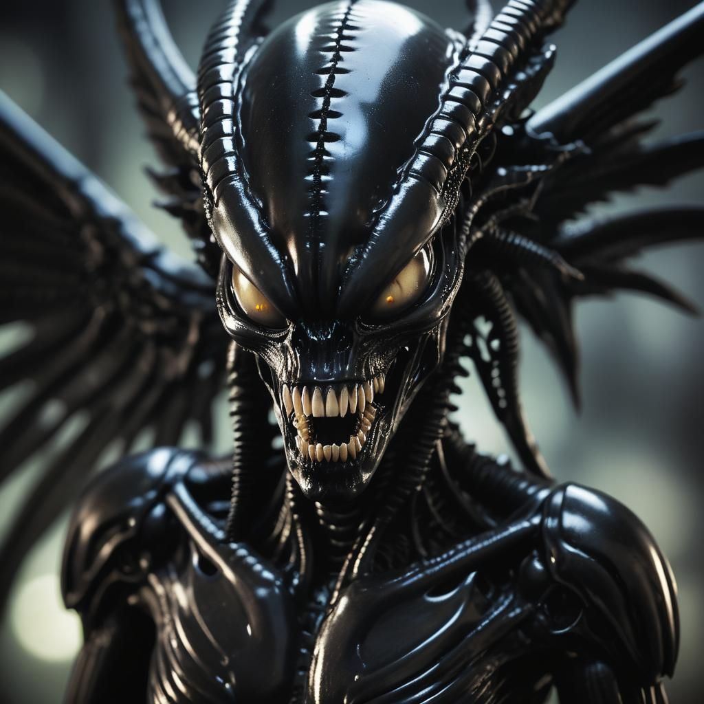 Xenomorph Angel Hybrid in Biomechanical Style