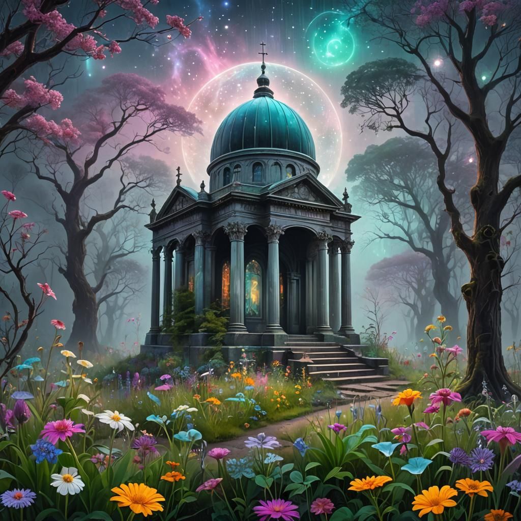 Ghostly Mausoleum in Astral Flower Garden