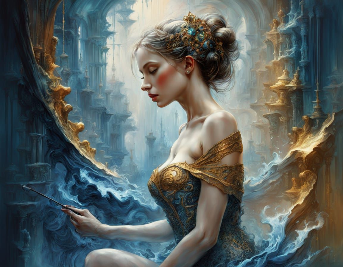 Melancholic Figure Dissolving into Wall in Byzantine Industr...