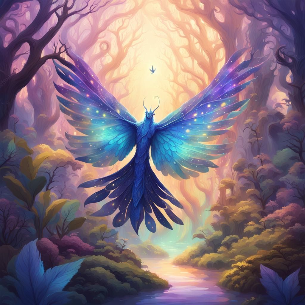 Ethereal Being in a Fantastical Art Nouveau Landscape