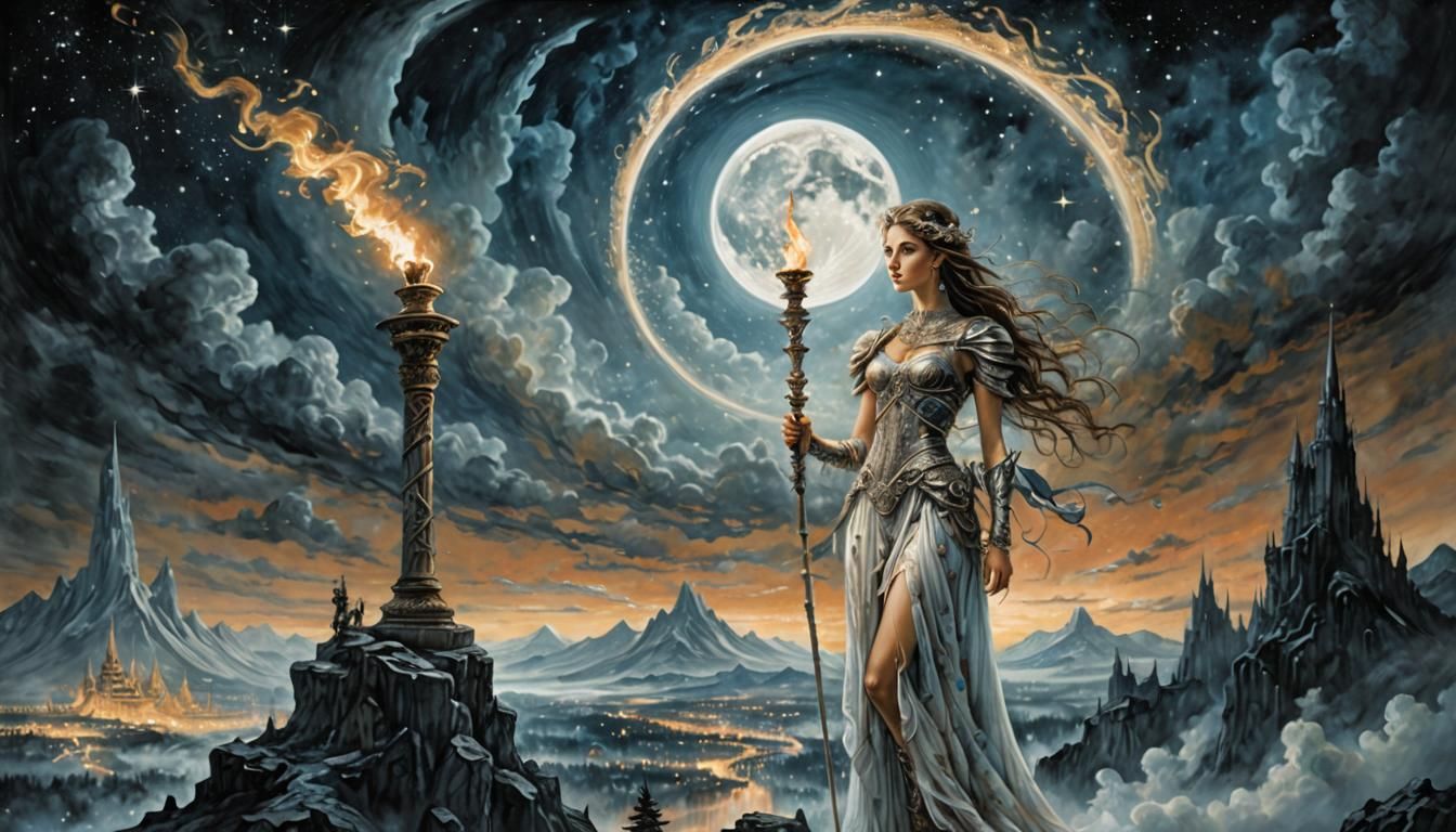Fantasy Dreamscape: Olympian in Luis Royo Style