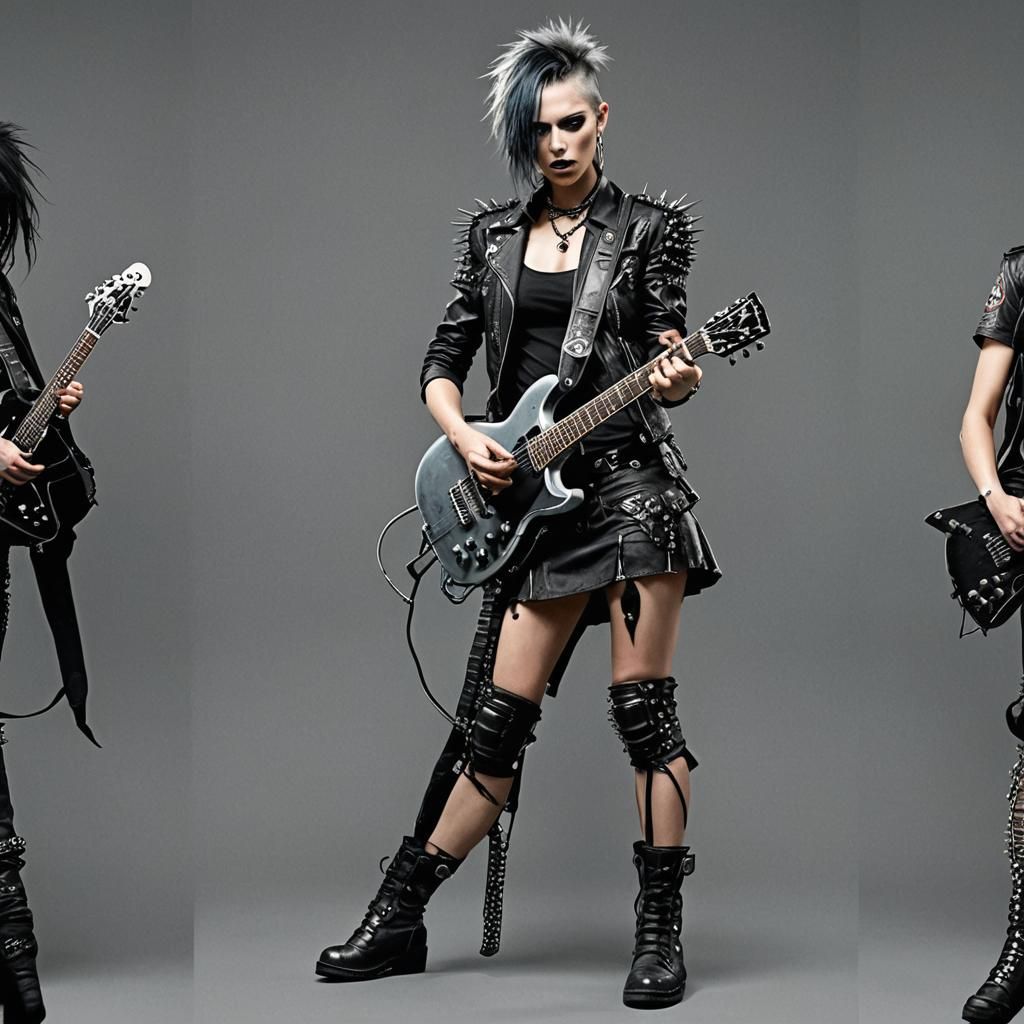 Metal Rock Star with Punk Effects Holding Guitar
