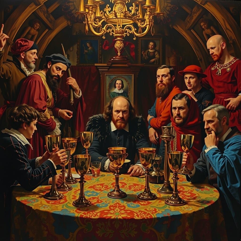 Shakespearean Kings Gather Around a Table