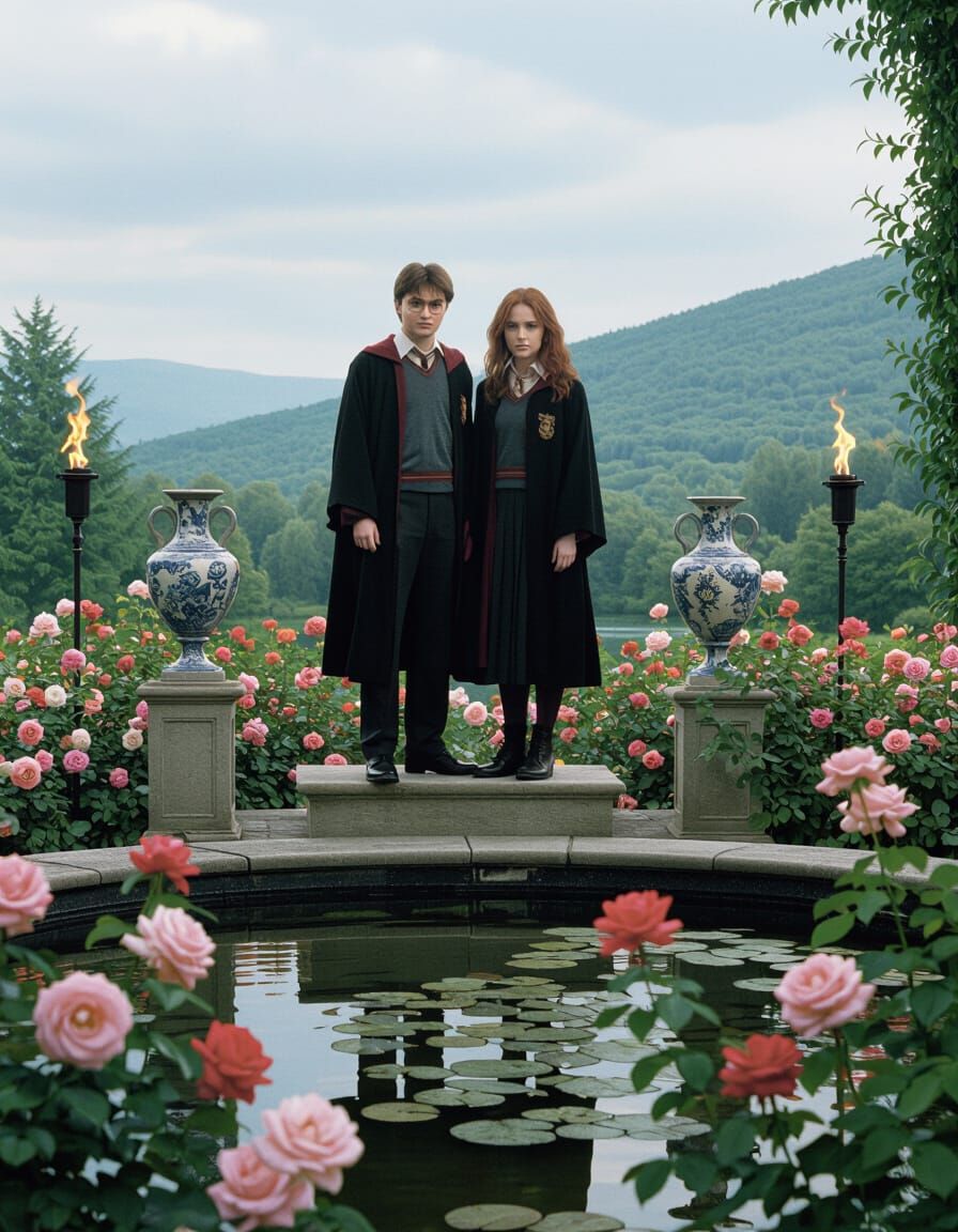 Harry Potter and Ginny in Surreal Rose Garden