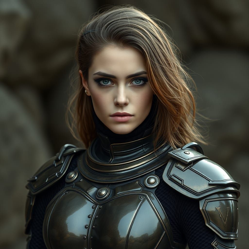 Woman in Hyperrealistic Latex Armor