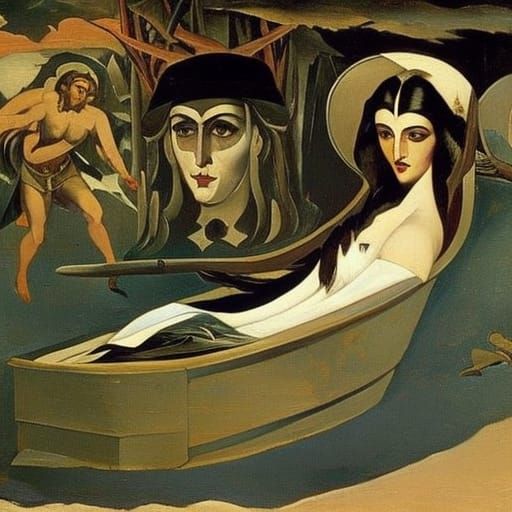 Vampire Lord in Coffin, Inspired by Classic Portraiture