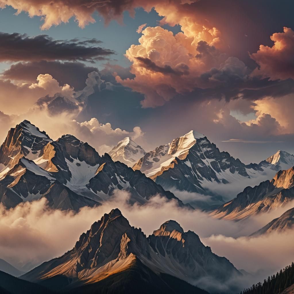 Majestic Rockies Sunrise: Cinematic Oil Painting