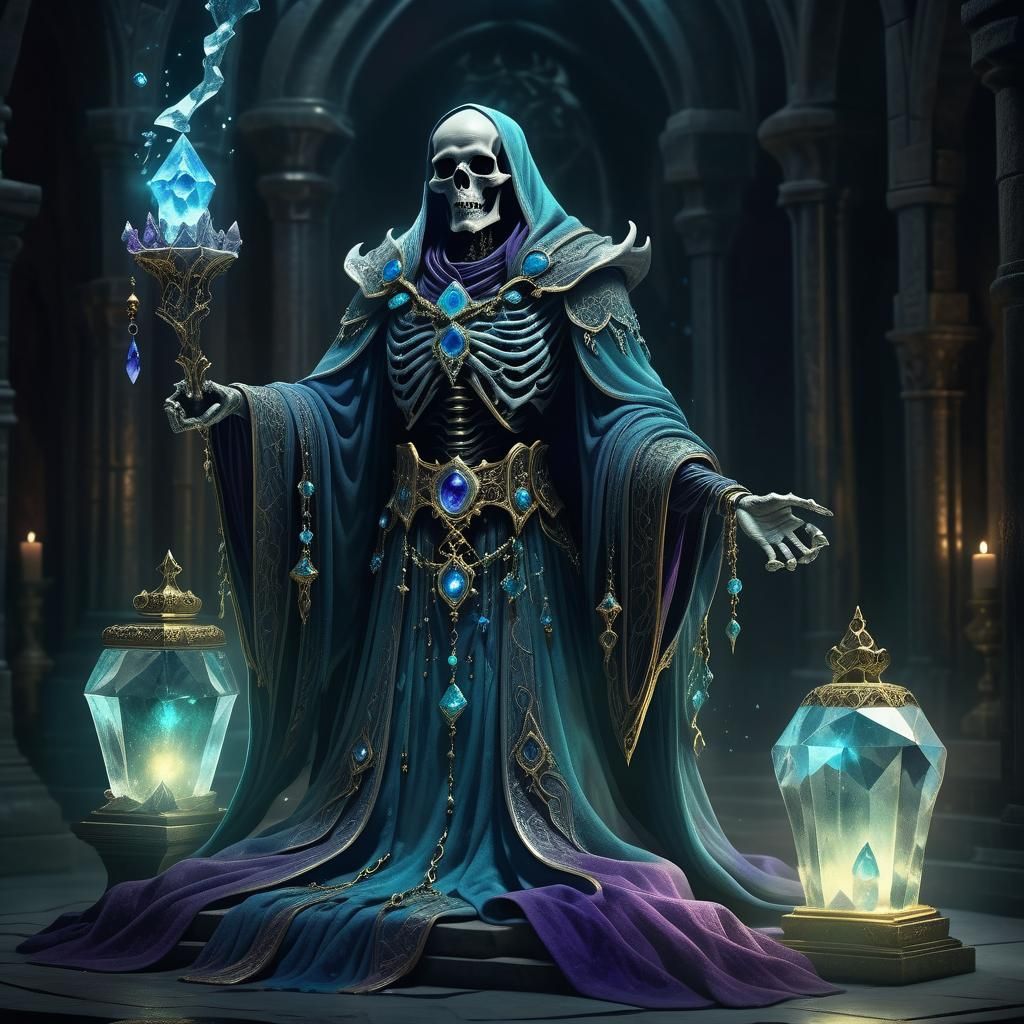 Elder Lich in Crypt: Dark Fantasy Art