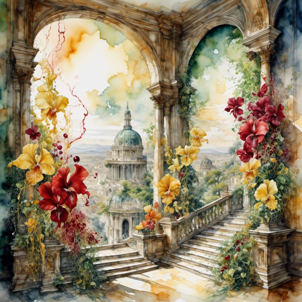 Surreal Fractal Garden with Dewdrops, Lace and Fringe