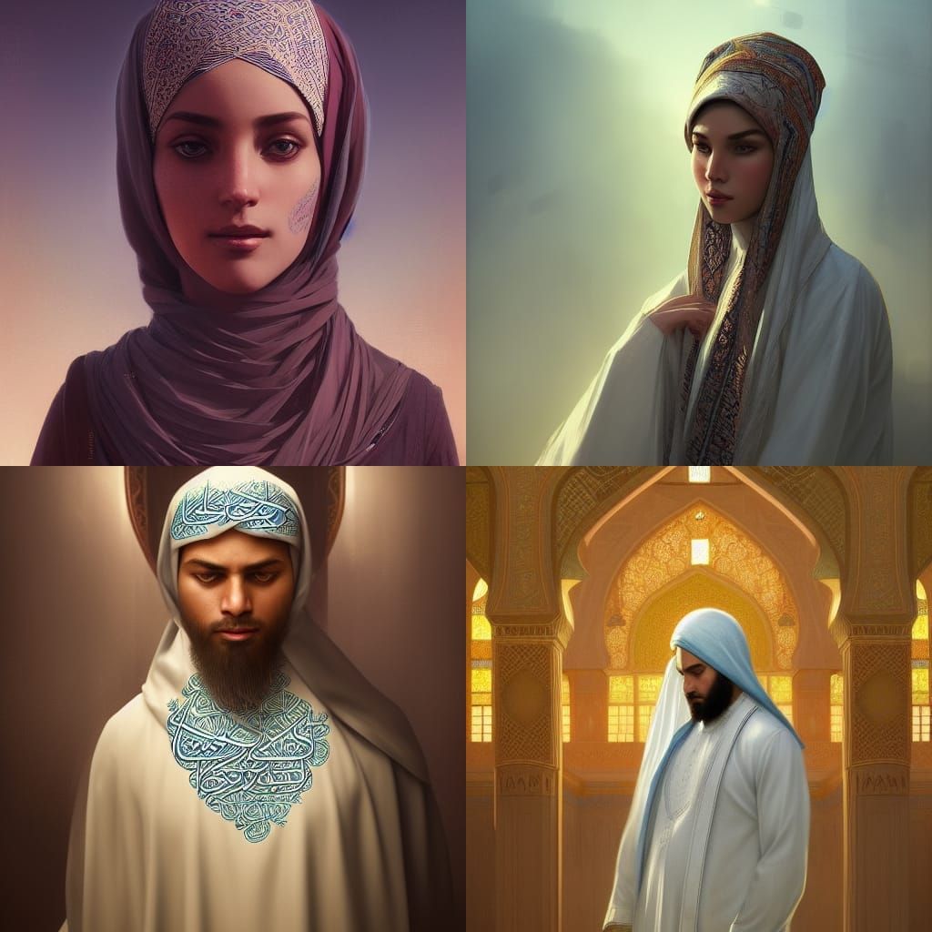 Islamic Friday Prayer Portrait in Hyperdetailed Style