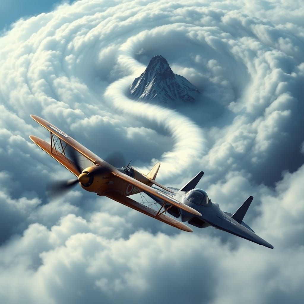 Tiger Moth and F22 Fly Through Turbulent Skies Over Majestic...