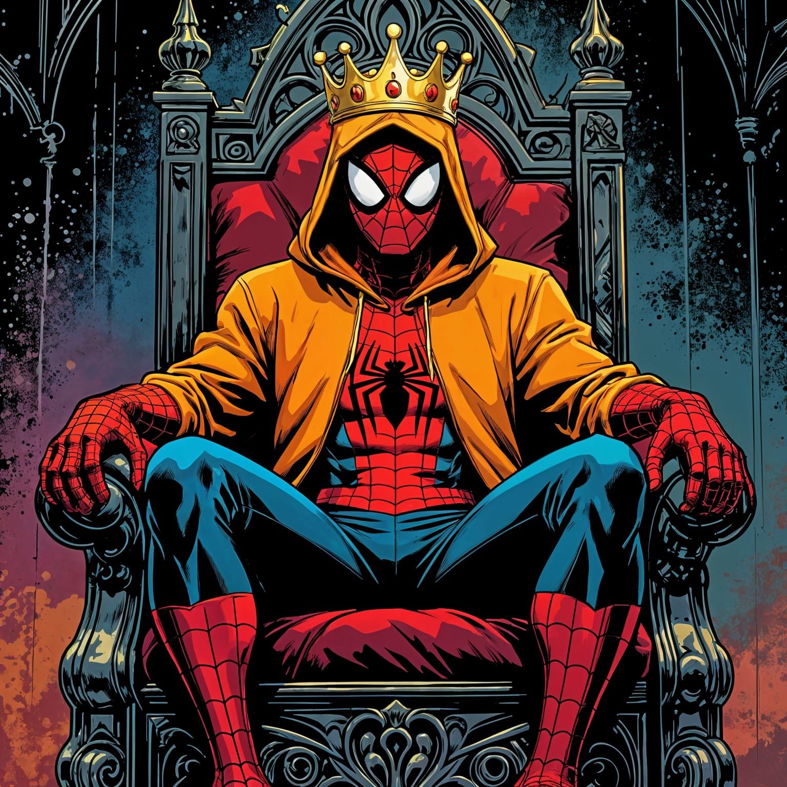 Spider-Man as King in Comic Book Style