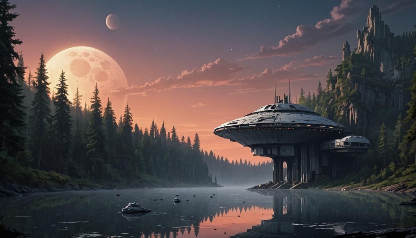 Brutalist Imperial Base on Forest Moon Concept Art