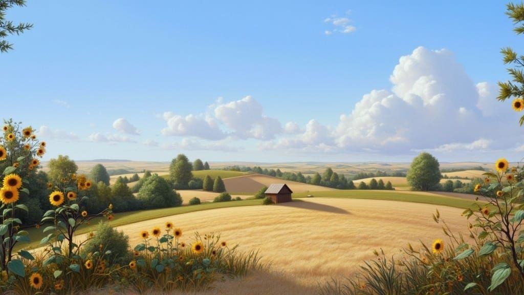 Sunlit Fields: A Dreamy Rural Landscape