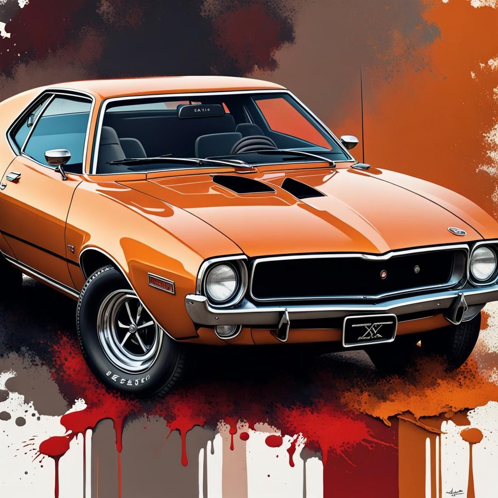1971 AMC Javelin AMX in Gouache Style