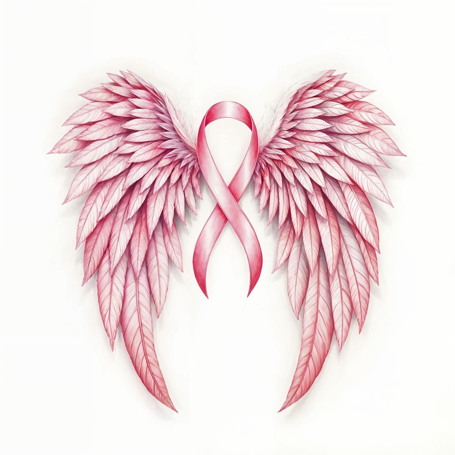 Pink Ribbon Angel Wings in Fantasy Art Style