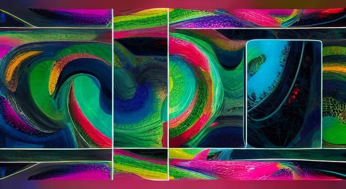 Kaleidoscopic Garden with Geometric Shapes in Neon Colors