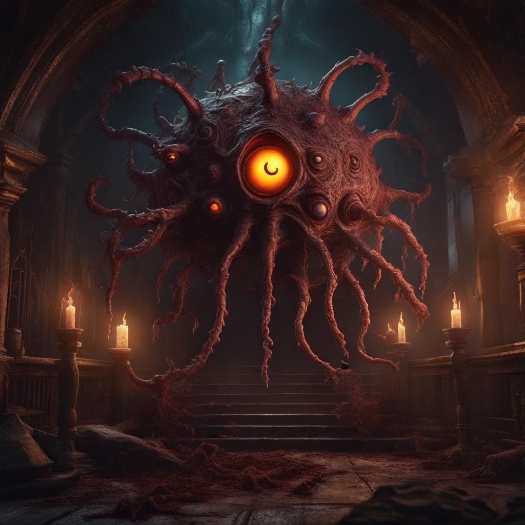 Detailed Beholder DND Horror Matte Painting