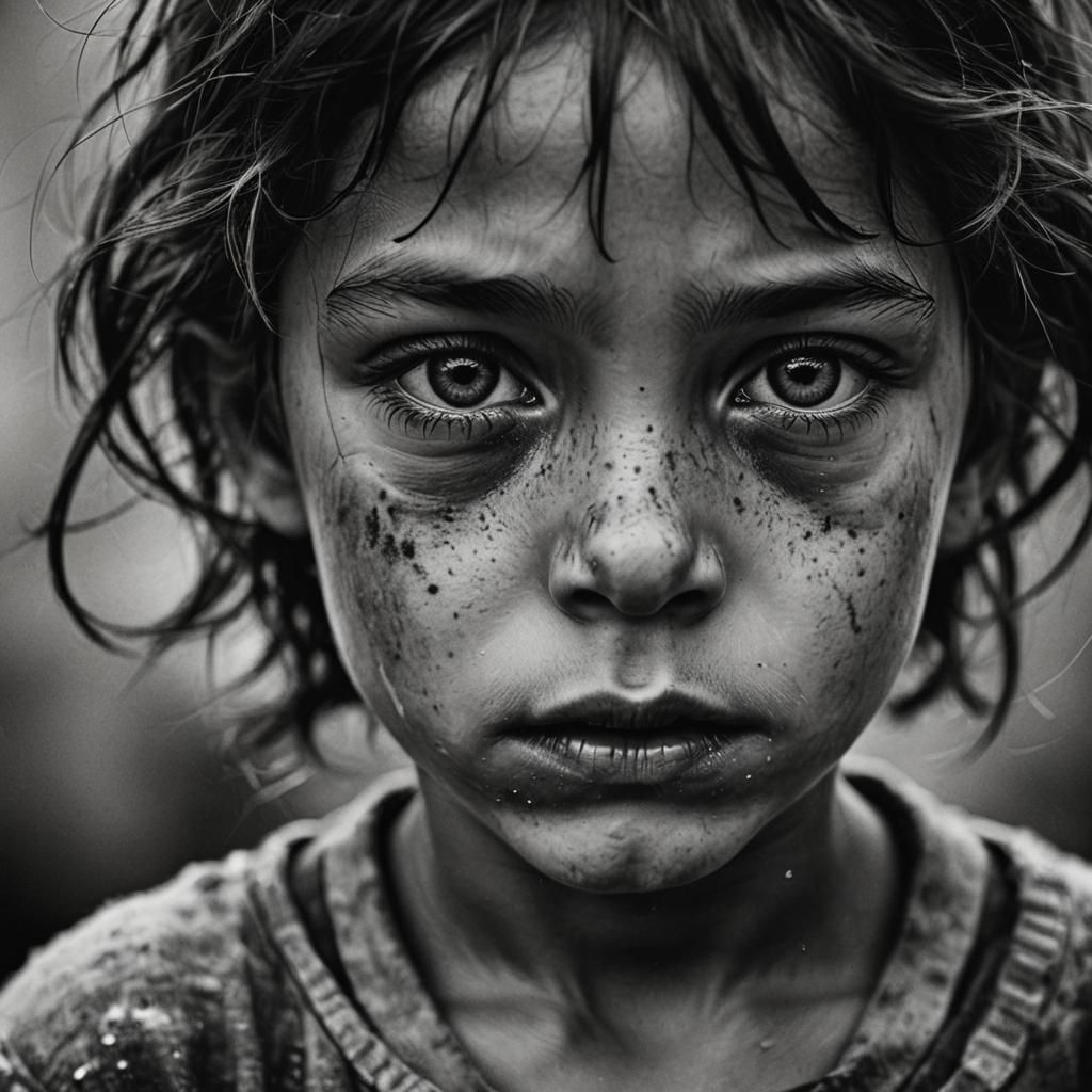 Emotive Portrait of a Child in Expressionist Style