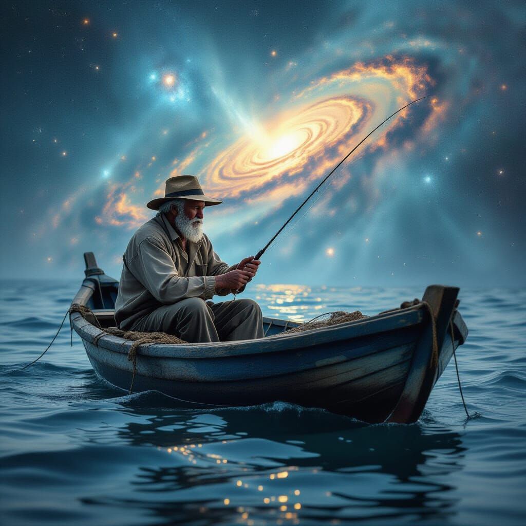 Fisherman Casts Line Into Cosmic Nebula
