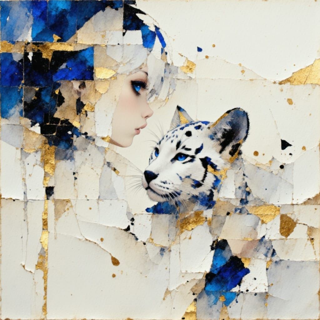 Minimalist Abstract Woman Holding White Tigger