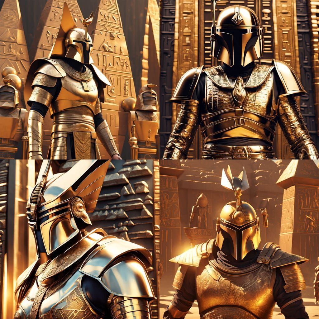 Sci-Fi Egyptian Warriors with Pharaoh, Mandalorian Helmets