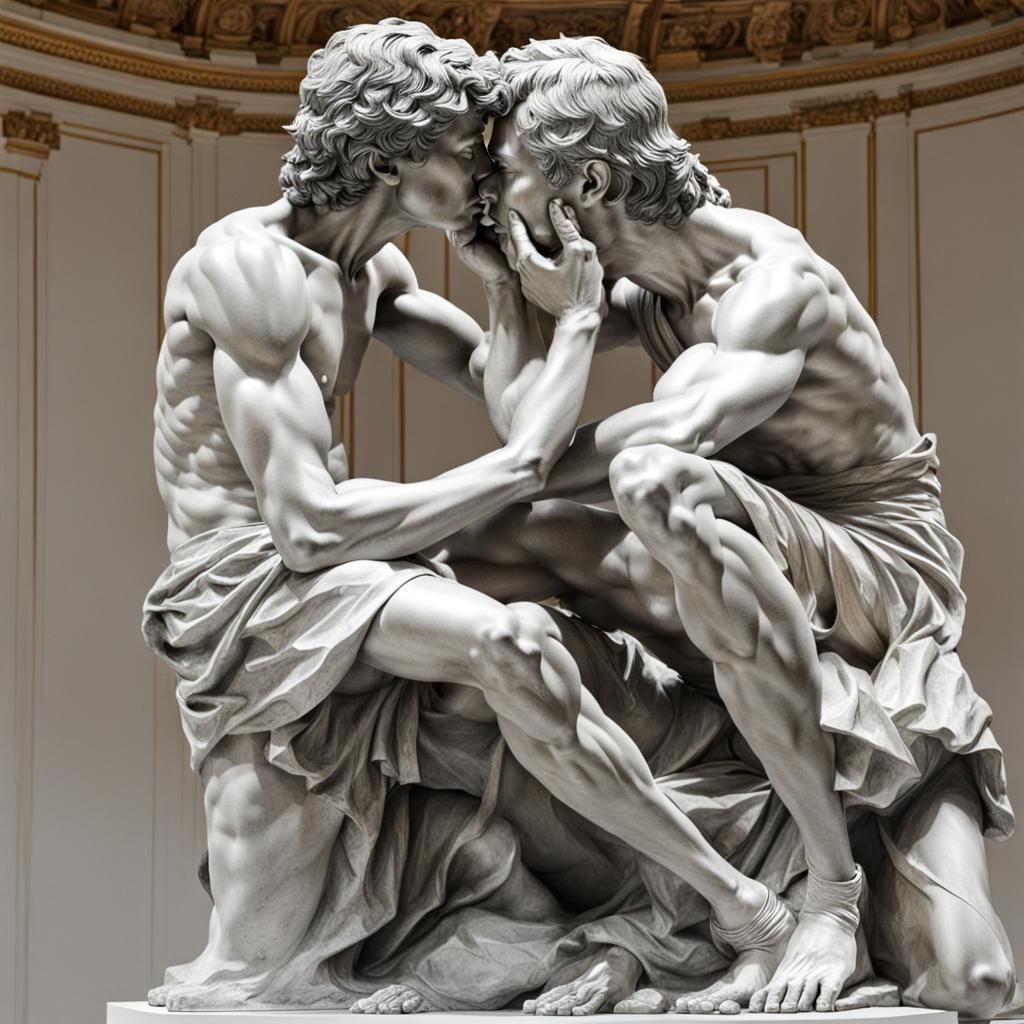 David Sculpture Sends a Kiss in Michelangelo Style