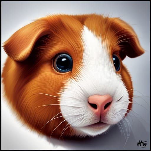 Hyperrealistic Guinea Pig Portrait in Digital Art Style