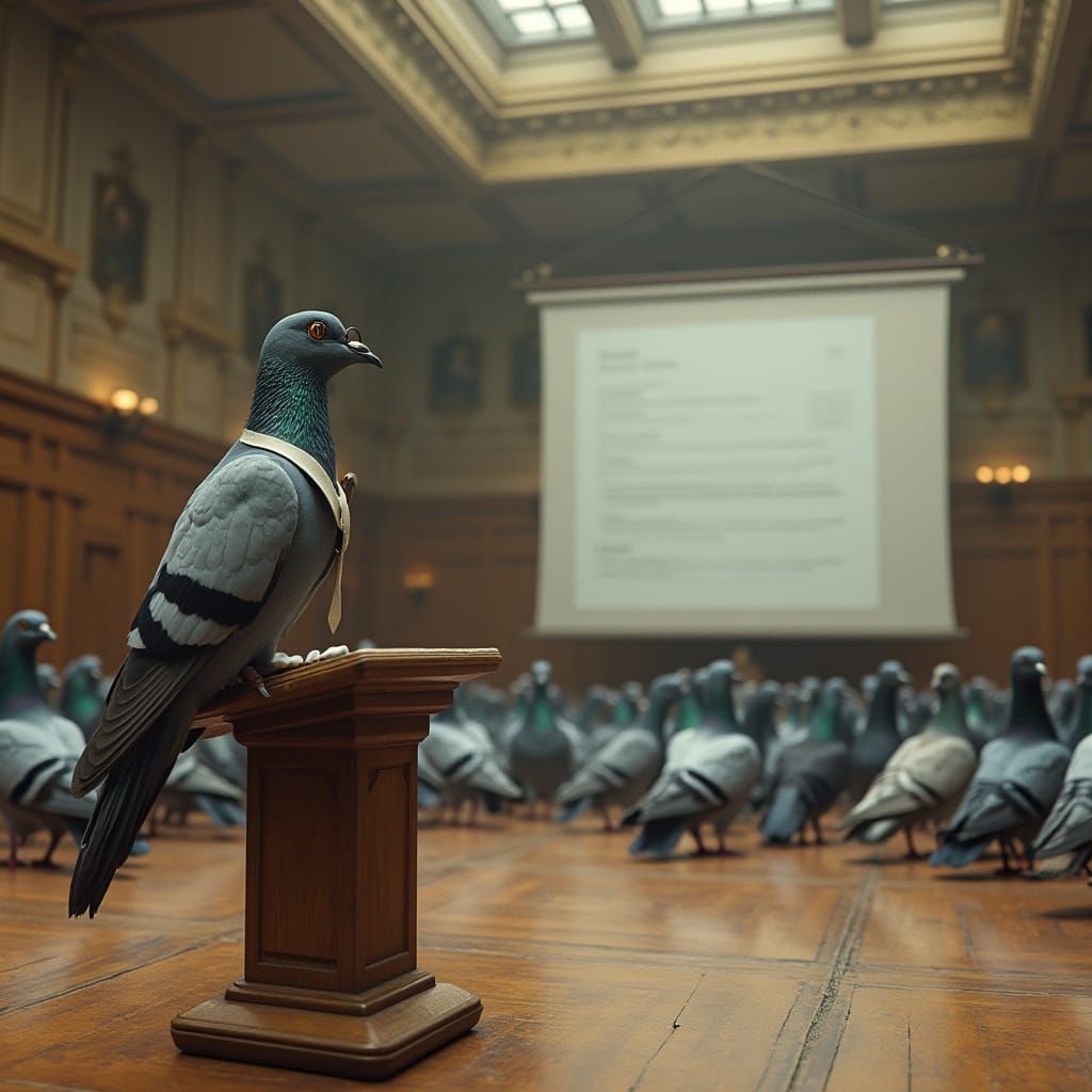 Pigeon Professor Delivers Lecture in Elegant, Whimsical Sett...