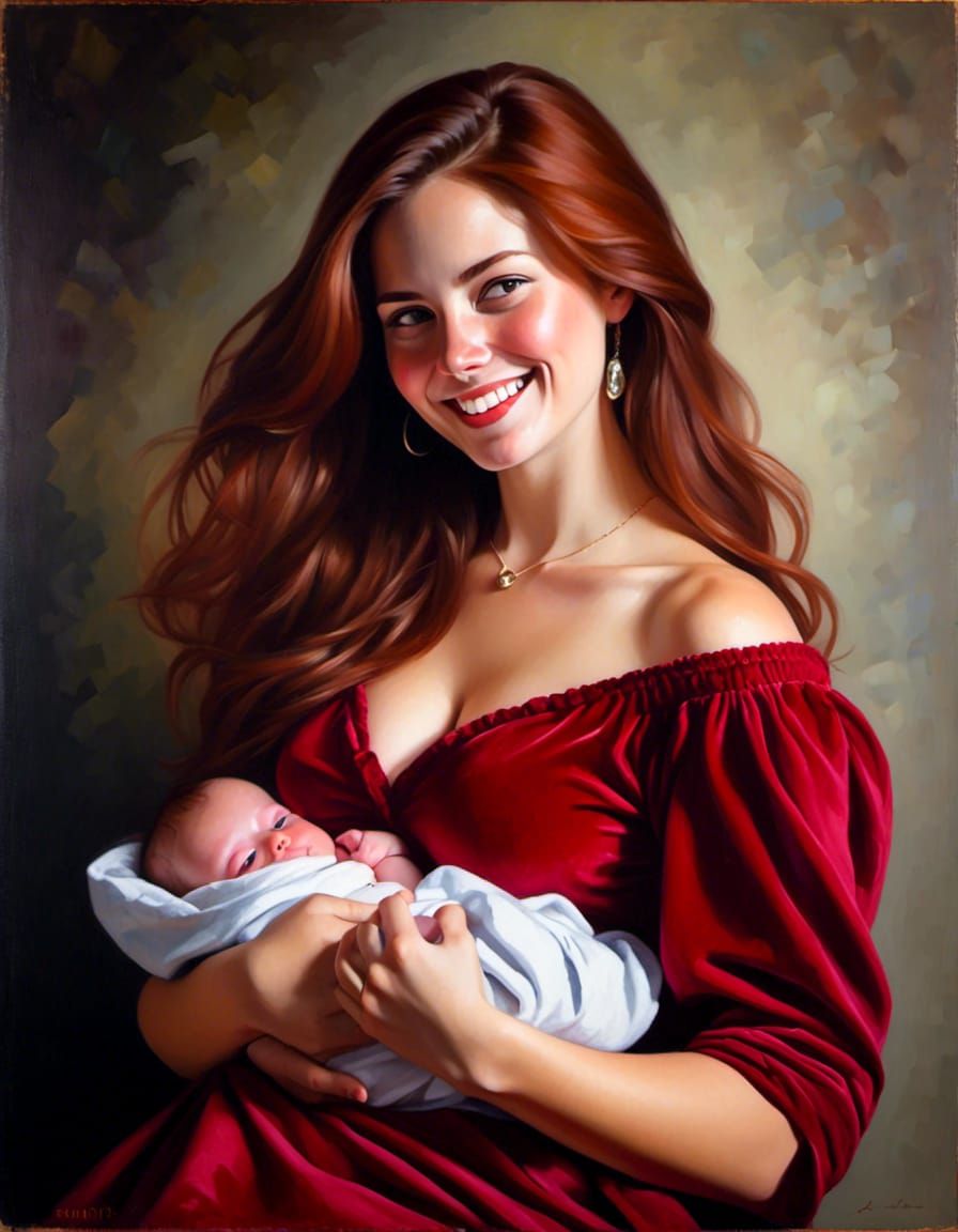 Joyful Mother and Newborn Portrait