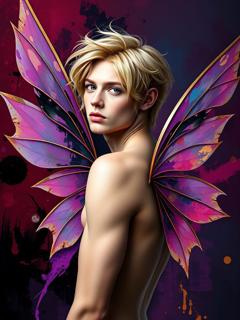 Androgynous Fairy in Vibrant Triadic Colors