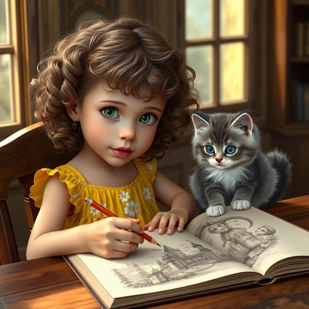 Whimsical Fairy Tale Scene in Classic Children's Book Style