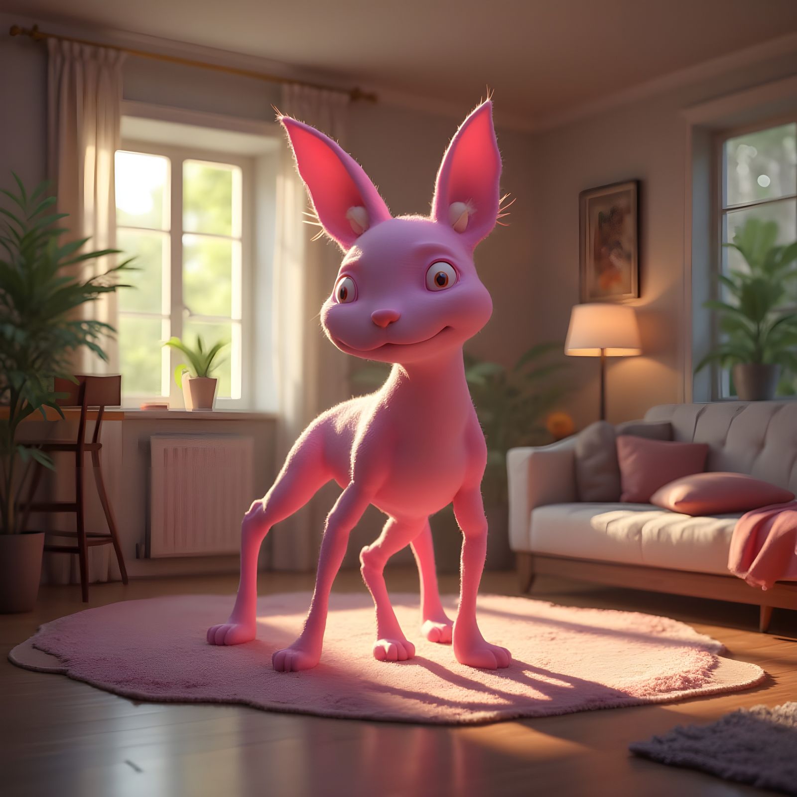 Pink Pet Catlotal in a Clean House - Fantasy Art