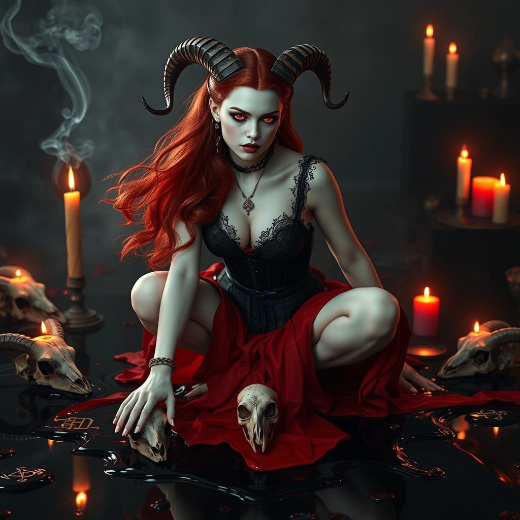 Surrealist Vampire Goddess in Dark, Gothic Elegance