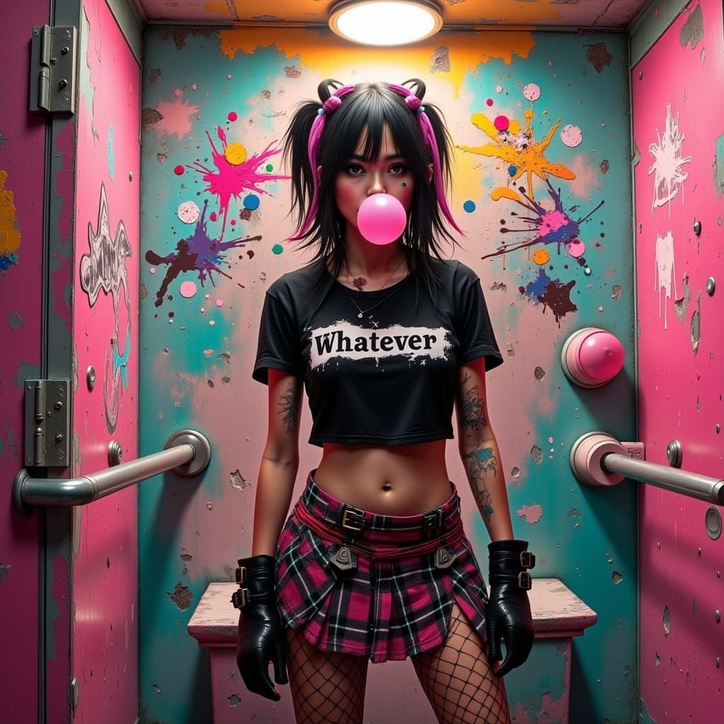 Grunge Punk Girl in Distressed Style