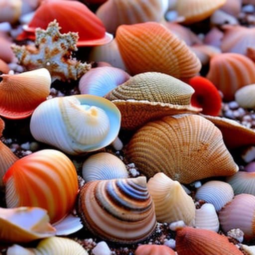 Pastel Seashells on a Beach: A Myriad of Shells