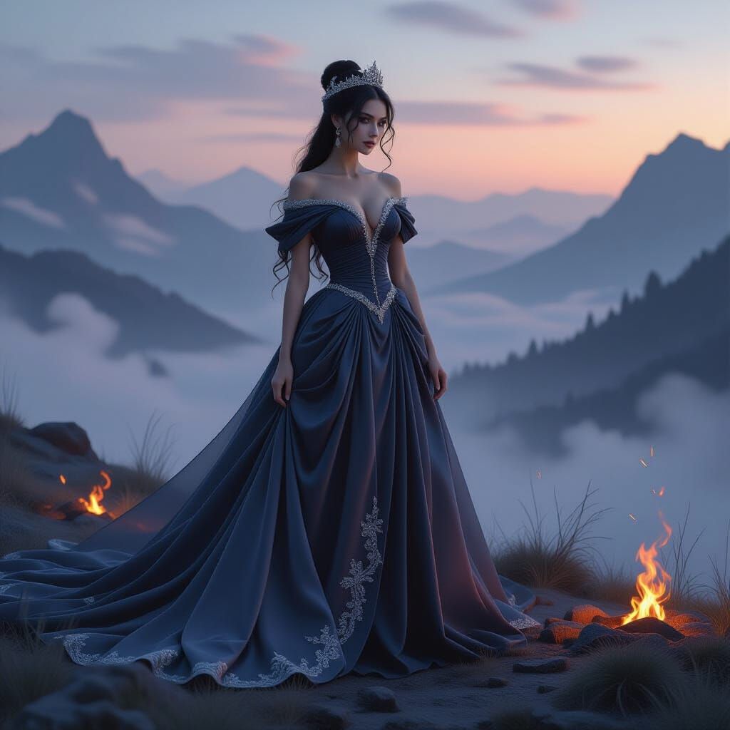 Smoke Princess in Twilight, Hyper-Realistic Fantasy Art