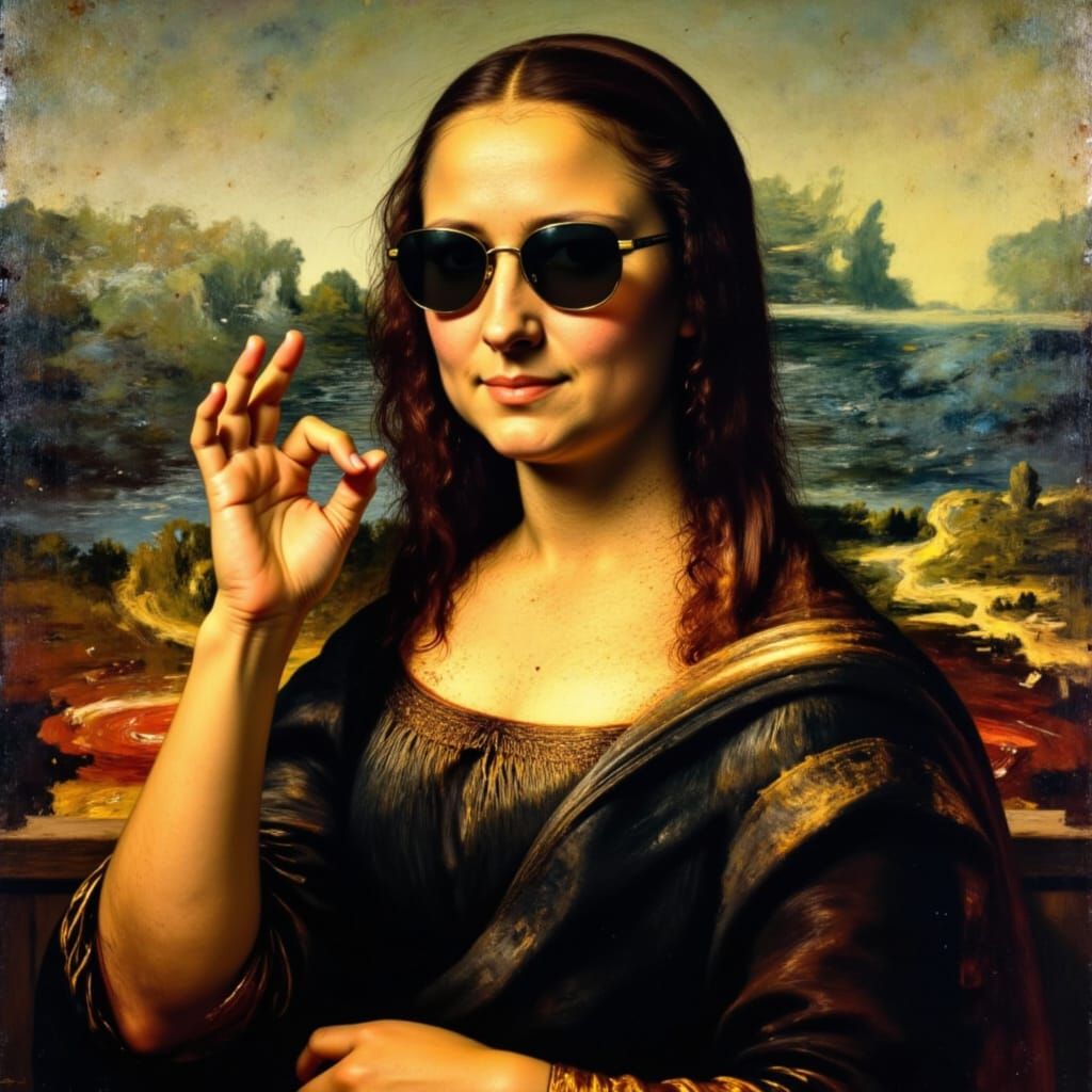 Mona Lisa Modernized with Impasto Oil Painting Style