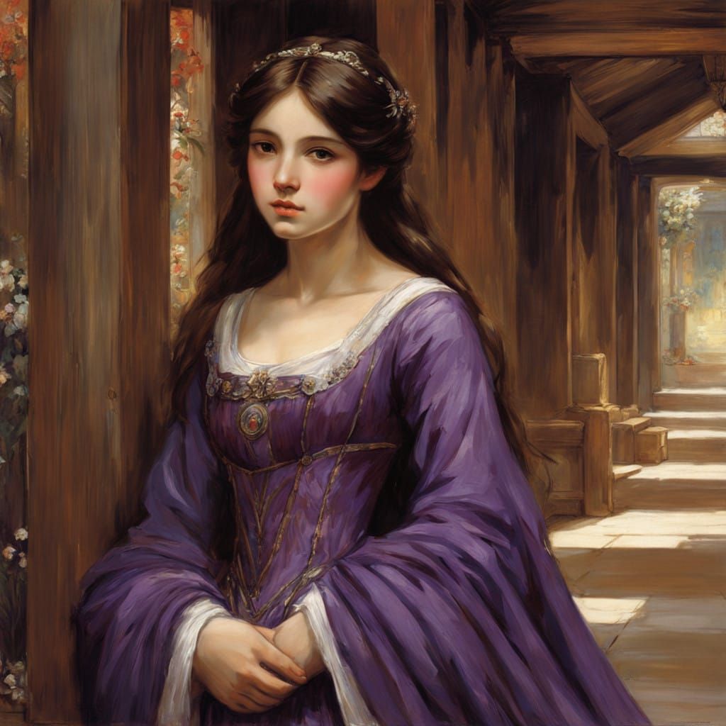 Ethereal Maiden in a Wooden Hall