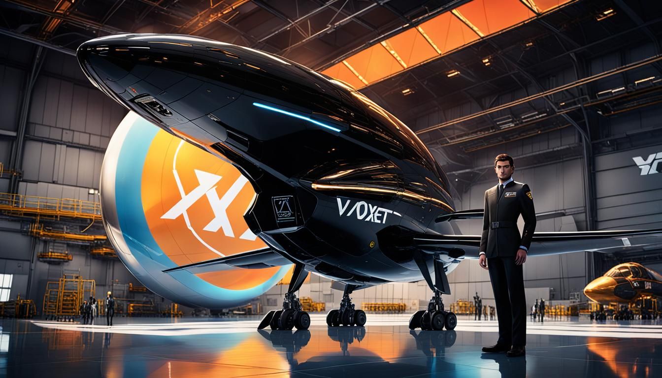 Votar and Voxet in High-Tech Hangar: Oil Painting
