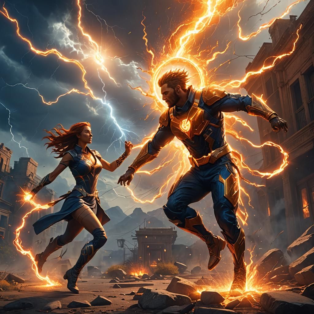 Lightning Man Chasing Fire Girl: Concept Art