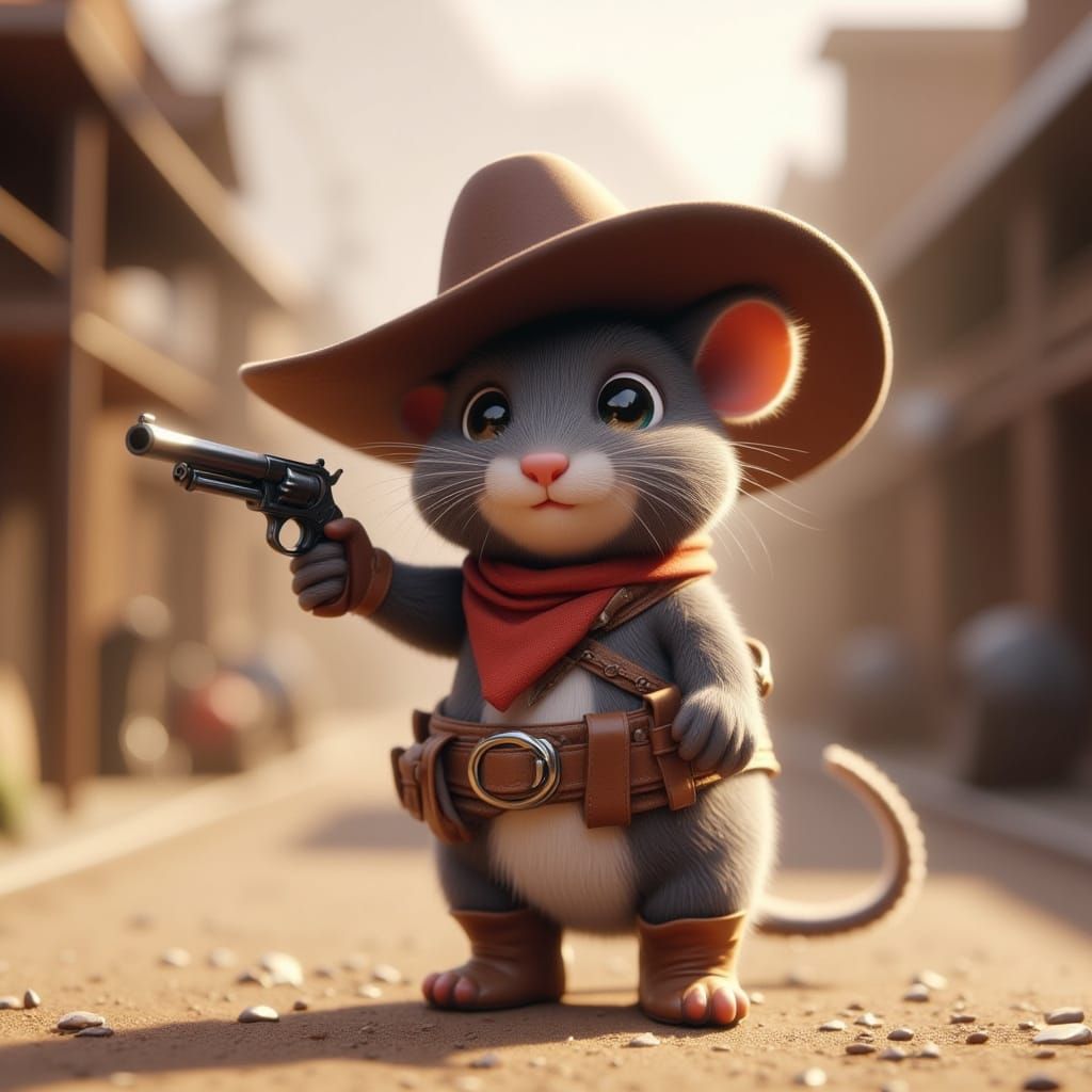 Cute Cowboy Mouse Ready for a Showdown