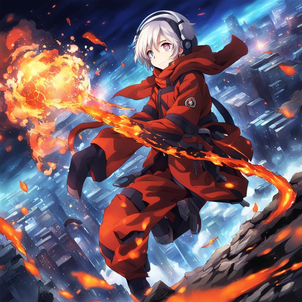 Dynamic Magma Flow in Anime Art Style