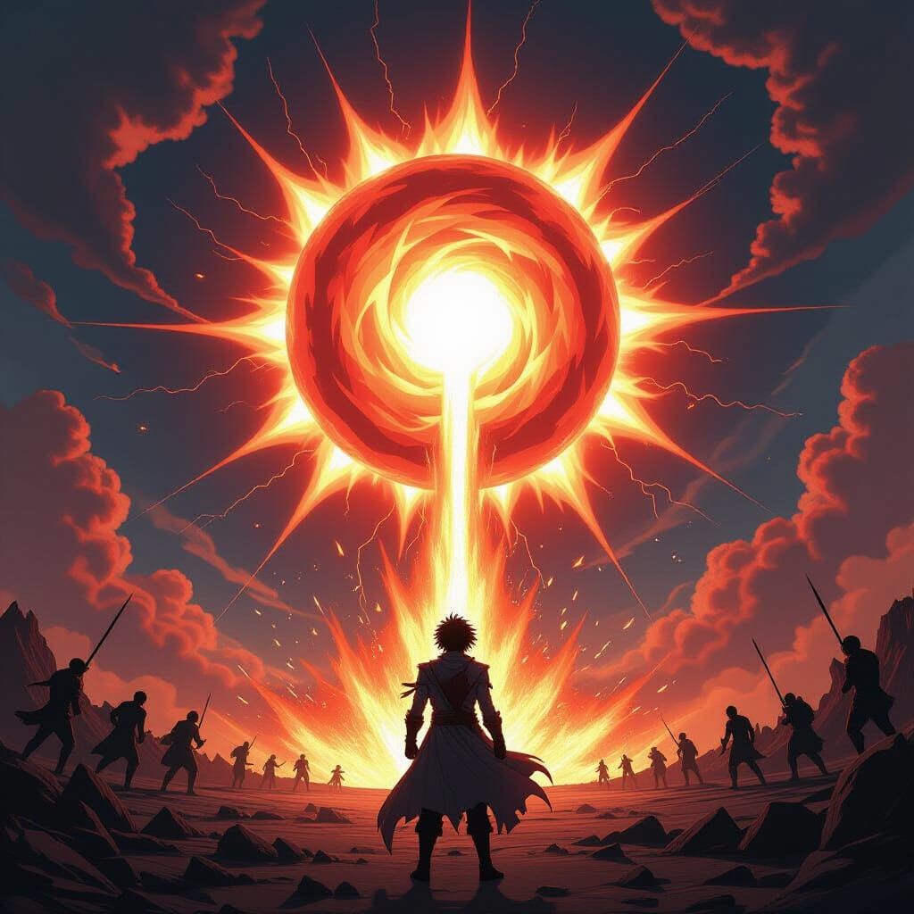 Anime Hero's Cataclysmic Aura Erupts in Explosive Light