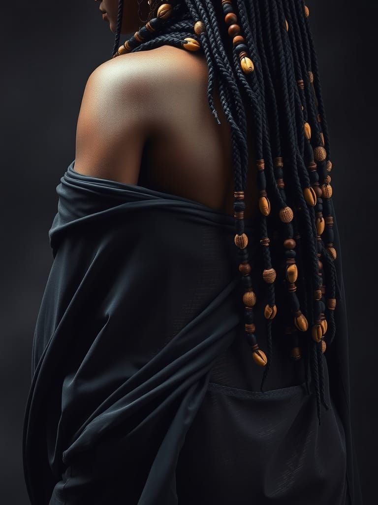 Pregnant African Goddess in Dystopian Sci-Fi Style