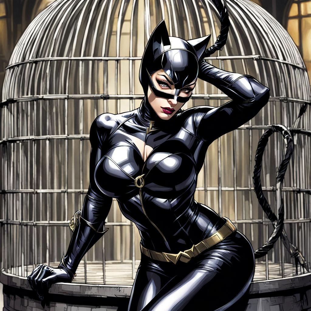 Catwoman in a Cage