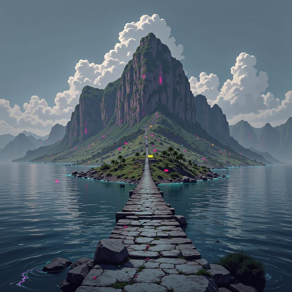 Mysterious Black Island Emerges from Dark Waters