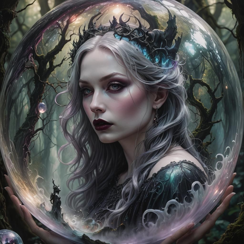 Gothic Hyperrealism: Woman Creating a Magical World