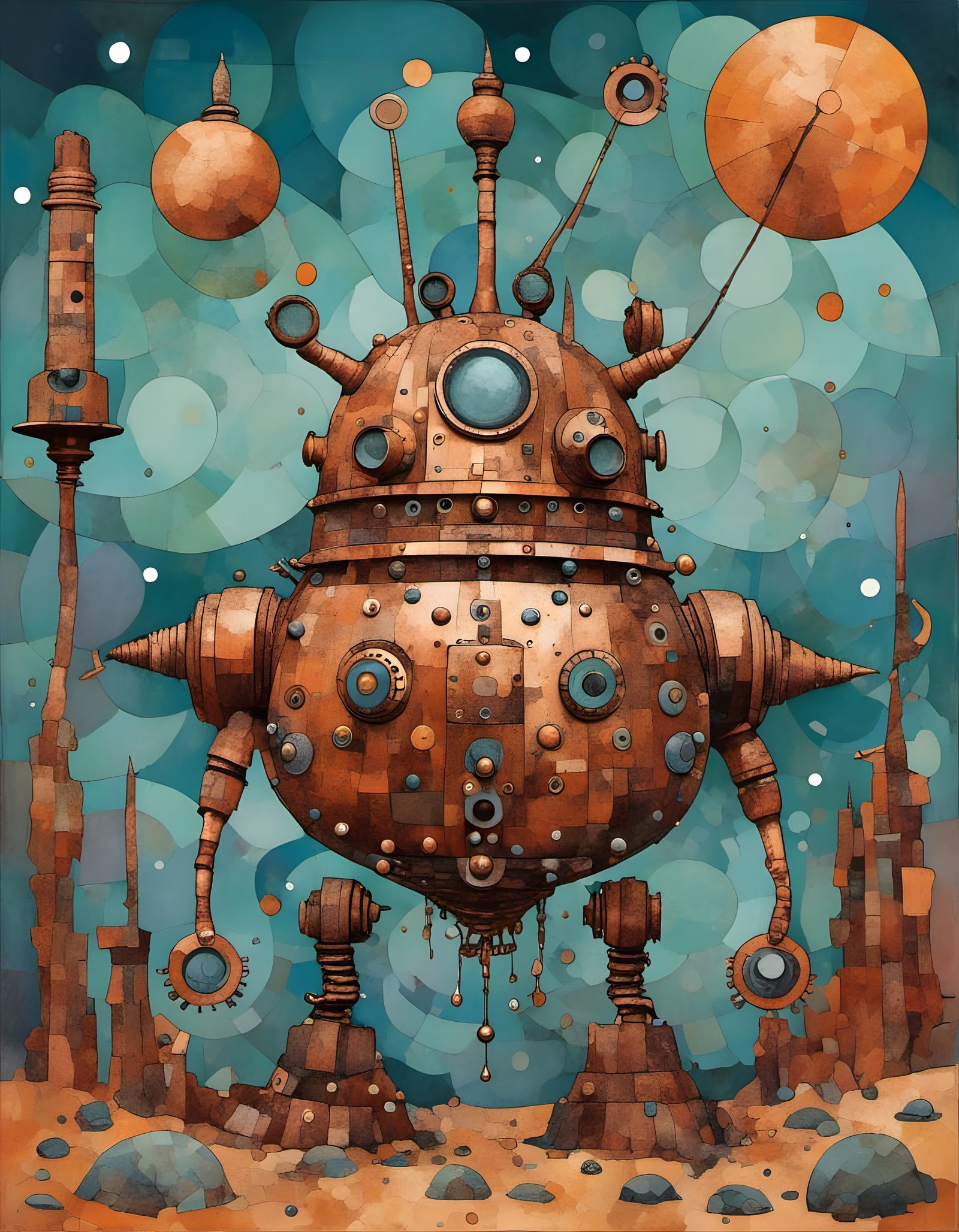 Steampunk Daleks on Mars with Squid Aliens